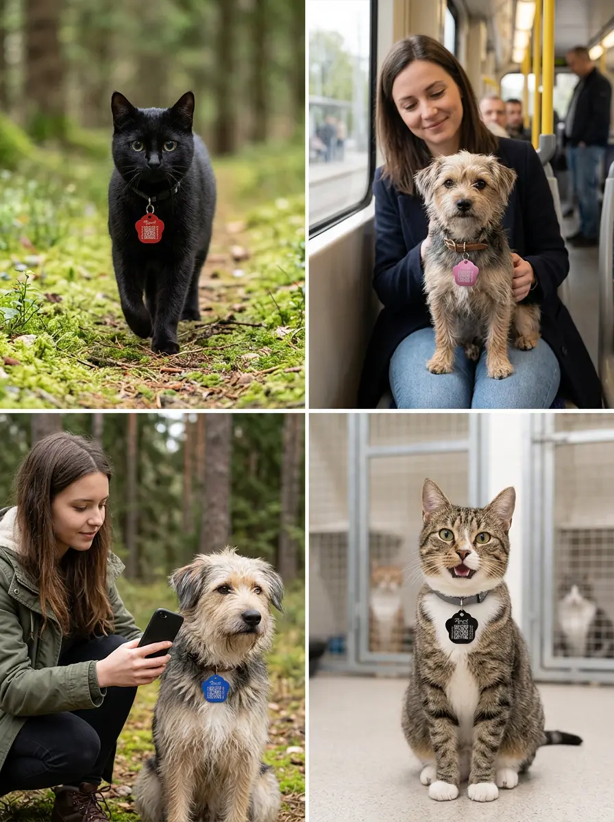 Aluminium-Tiermarke in Pfotenform für Hunde und Katzen